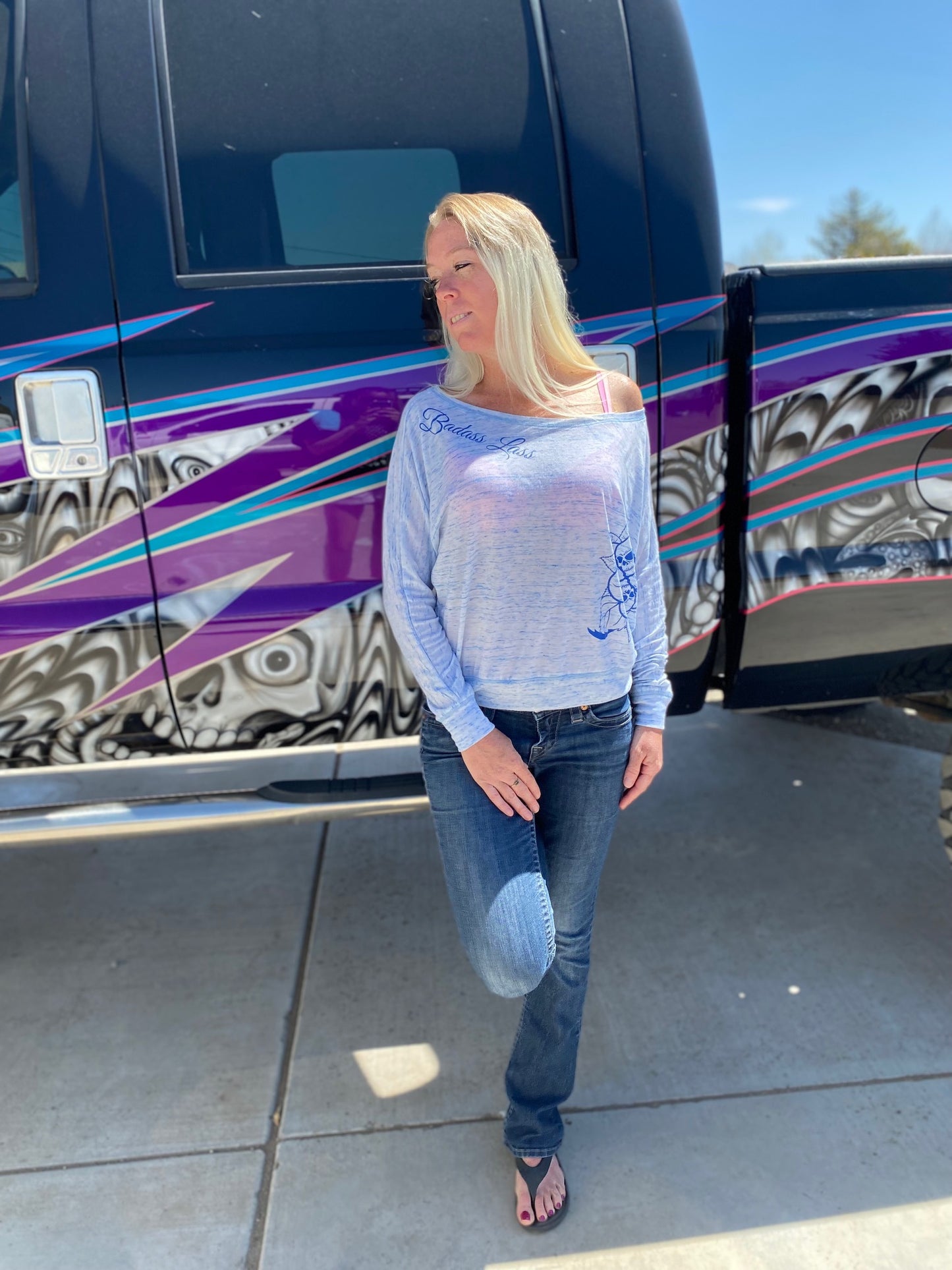 Flowy Long Sleeve in Blue Marble