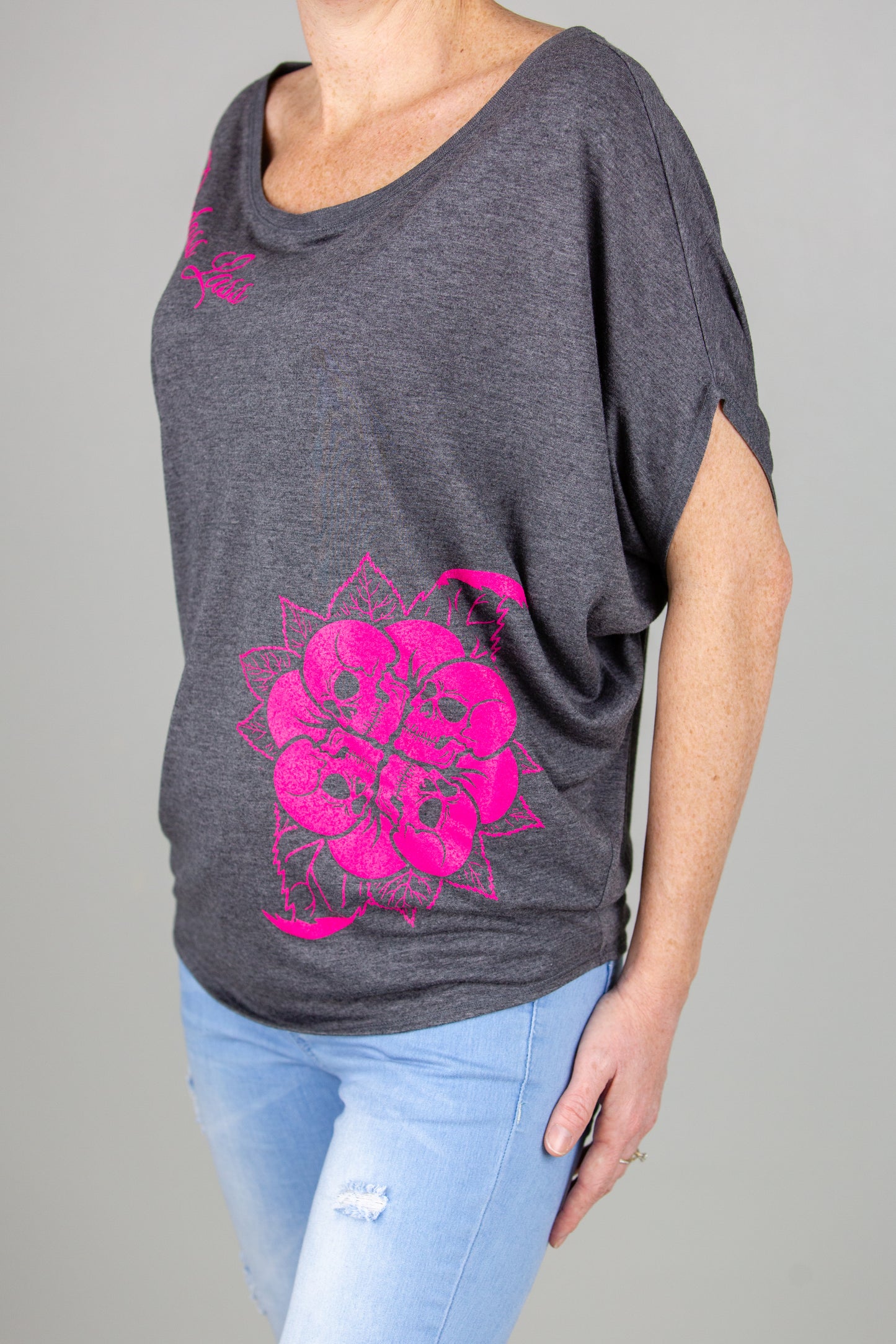 Flowy Circle Top in Dark Heather Grey