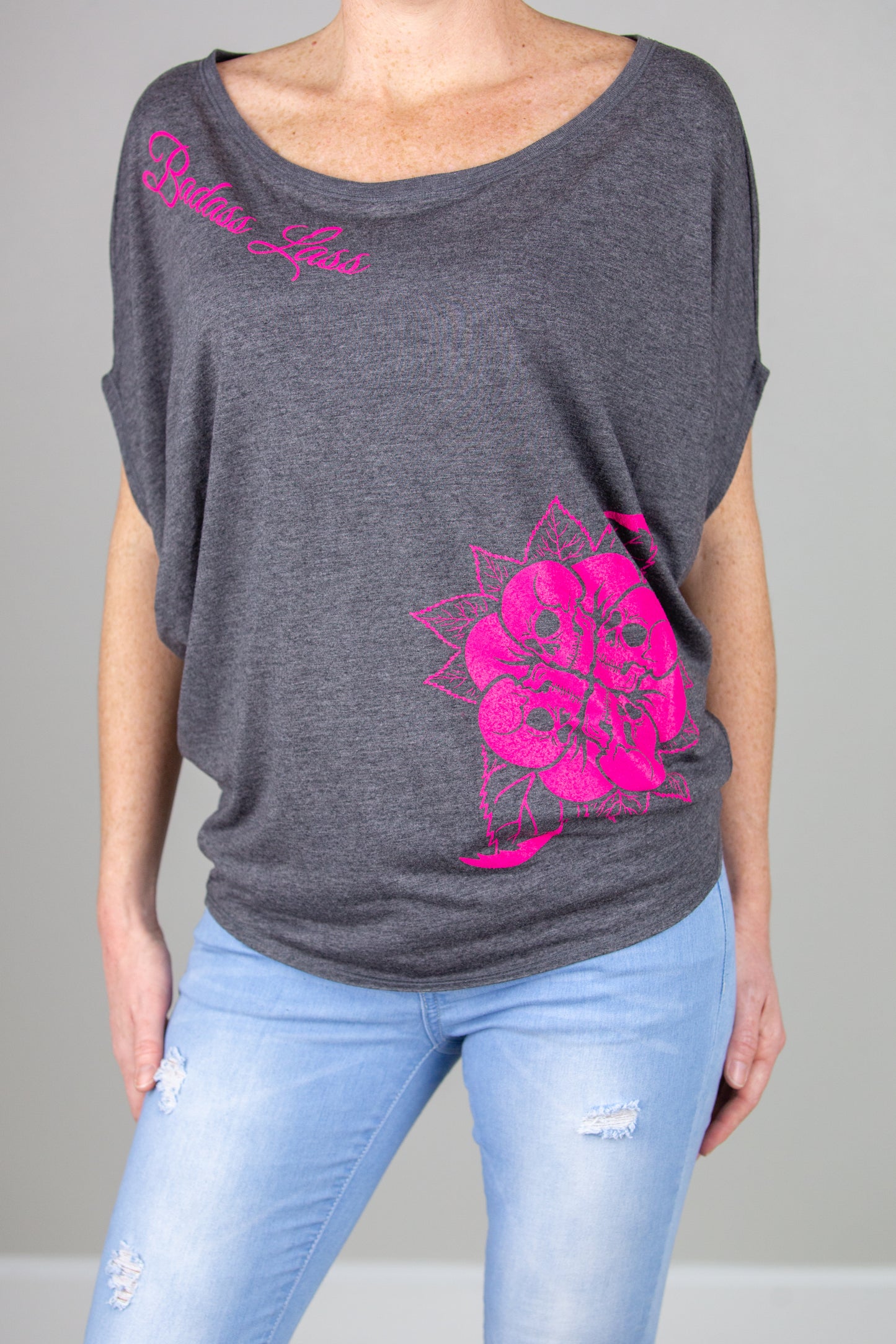 Flowy Circle Top in Dark Heather Grey