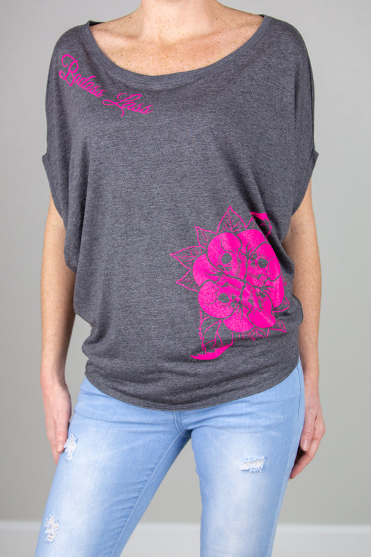 Flowy Circle Top in Dark Heather Grey