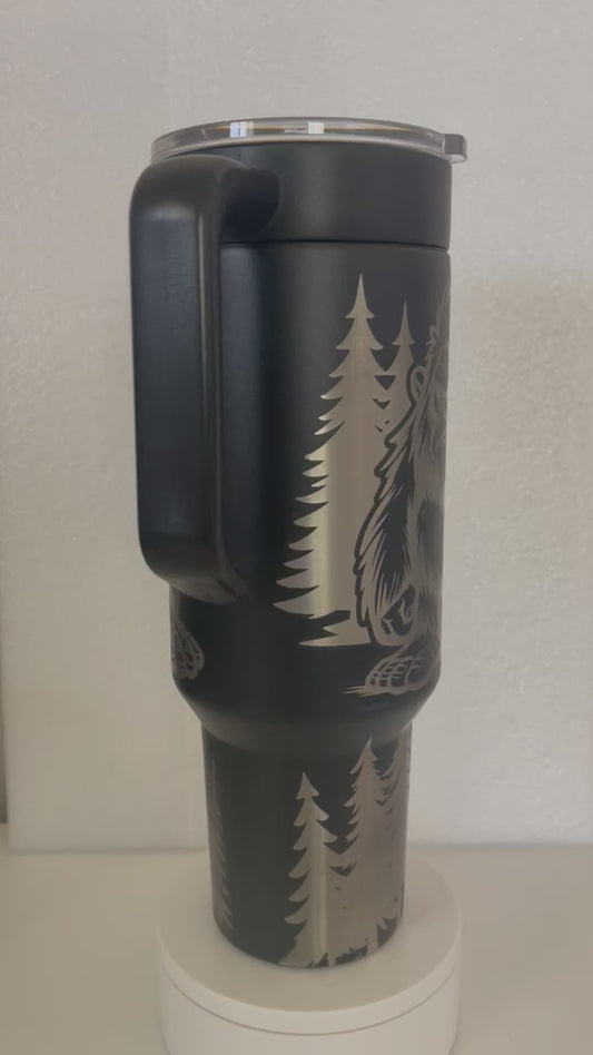 Bigfoot hate people black tumbler