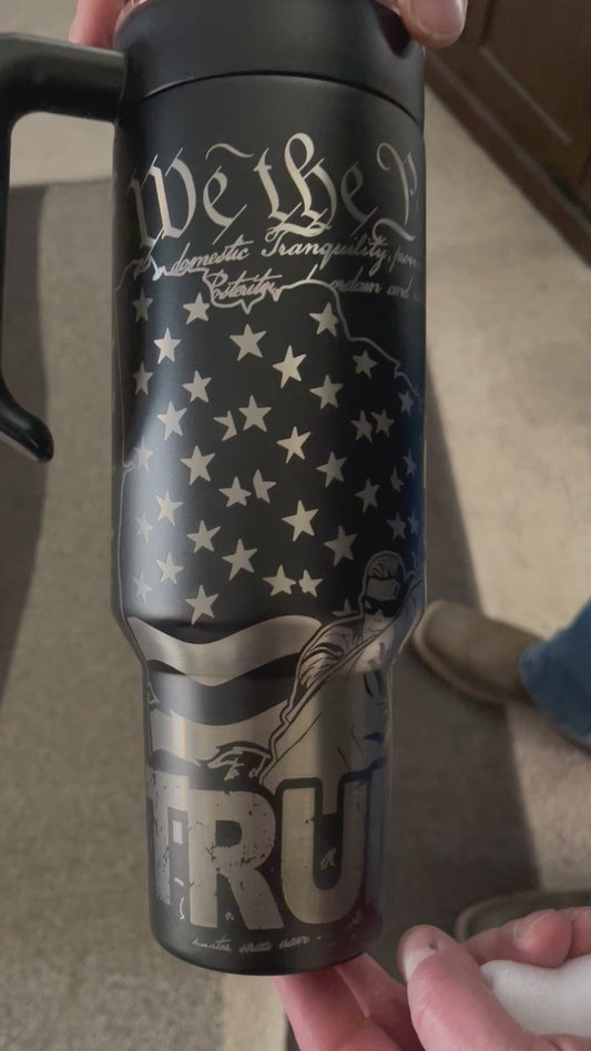 Trump fight tumbler black and chrome