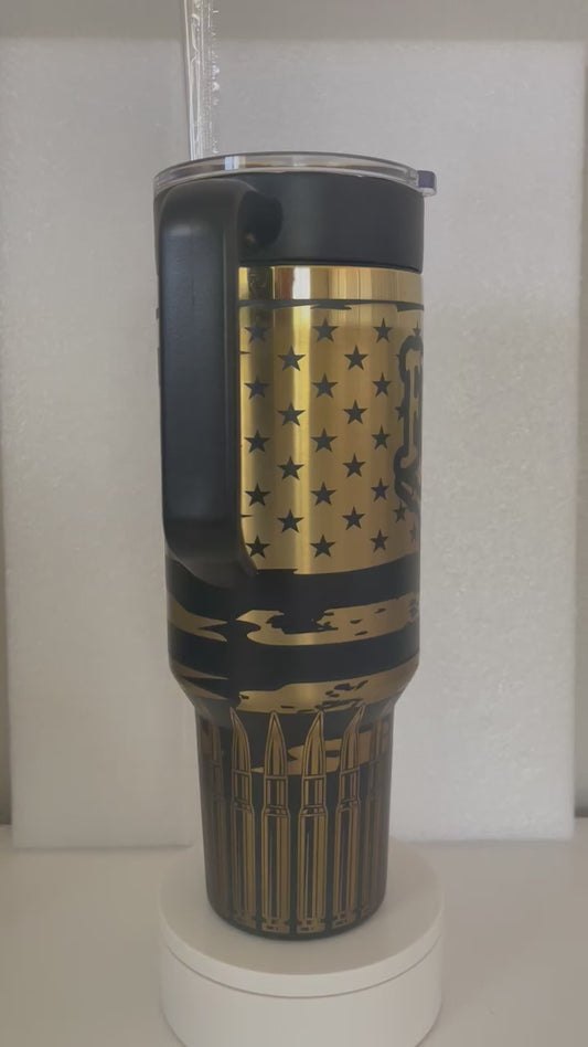 F Around Bullets 40oz Tumbler in black and gold