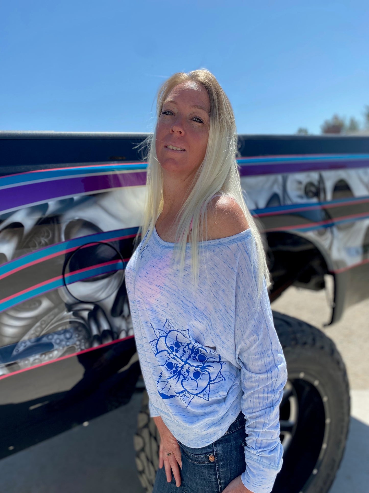 Flowy Long Sleeve in Blue Marble